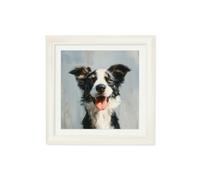 Exceptional Art The Smiley Sheepdog - Cream Hurstwood square frame - 96 x 96cm