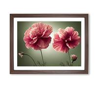 Exceptional Carnation Flowers WHT Framed Print | A3 Walnut Framed Wall Art | Ready to Hang | Modern Floral Picture | Living Room Bedroom Lounge Office