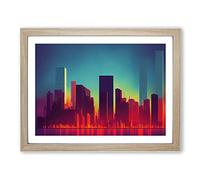 Exceptional City Skyline Architecture Abstract Framed Wall Art Print A2 Oak