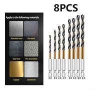 Exceptional Durability with This 8PCs HSS Coated Drill Bit Set Featuring a Convenient Quick Change Hex Shank Design for Easy Use