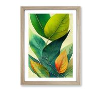 Exceptional Leaves Framed Wall Art Print A2 Oak