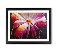 Exceptional Modern Flower Art Abstract Framed Wall Art Print A2 Black