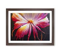 Exceptional Modern Flower Art Abstract Framed Wall Art Print A2 Walnut