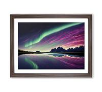 Exceptional Northern Lights Framed Wall Art Print A2 Walnut