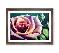 Exceptional Rose Flower Framed Wall Art Print A2 Walnut