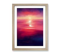 Exceptional Sunset Framed Wall Art Print A2 Oak