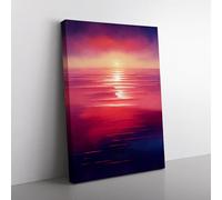 Exceptional Sunset Red, Pink, Red Canvas Wall Art Print Ready to Hang, Framed Picture for Living Room Bedroom Home Office Décor, 76x50 cm (30x20 Inch)