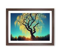 Exceptional Weeping Willow Tree H1022 Framed Print for Living Room Bedroom Home Office Décor, Wall Art Picture Ready to Hang, Walnut A3 Frame (46 x 34 cm)