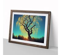 Exceptional Weeping Willow Tree H1022 Framed Print for Living Room Bedroom Home Office Décor, Wall Art Picture Ready to Hang, Walnut A2 Frame (64 x 46 cm)