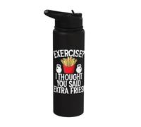 Excercise i Thought You Said Extra Fries Personal Trainer Stainless Steel Insulated Water Bottle