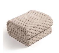 Excervent Flannel Fleece Throw Blanket (40x50 inches), Hexagon Jacquard Decorative Fuzzy Warm Blankets for Kids, Super Soft Cozy, Suitable for All Seasons, Camel