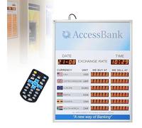 Exchange Rate Display Clock with Timezone, 6 Countries Data, Buy/Sell Indicators, 7-Day Memory, Remote Control for Banks