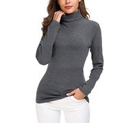 EXCHIC Women’s Slim Fit Turtleneck Pullover Solid Long Sleeve Stretchy Sweatshirt