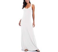 EXCHIC Women's Casual Solid Sleeveless Maxi Long Dress Summer Sexy Beach Tank Top Dress (M, White)