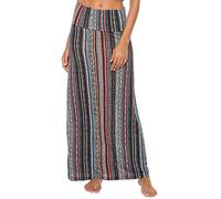 EXCHIC Women's Comfy Elastic High Waist Maxi Skirt Boho Flared A-Line Long Skirts (S, 6)