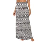 EXCHIC Women's Comfy Elastic High Waist Maxi Skirt Boho Flared A-Line Long Skirts (S, 8)