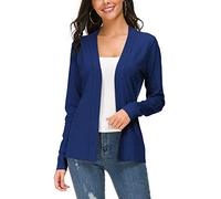 EXCHIC Women's Lightweight Long Sleeve V Neck Open Front Knitted Cardigan Sweater (S, Royal Blue)