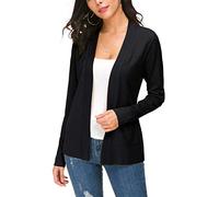 EXCHIC Women's Lightweight Long Sleeve V Neck Open Front Knitted Cardigan Sweater (XL, Black)