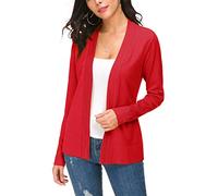 EXCHIC Women's Lightweight Long Sleeve V Neck Open Front Knitted Cardigan Sweater (XL, Red)