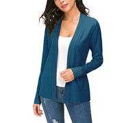 EXCHIC Women's Lightweight Long Sleeve V Neck Open Front Knitted Cardigan Sweater (XXL, Indigo Blue)