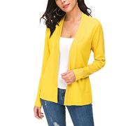 EXCHIC Women's Long Sleeve Open Front Cardigan Sweater Lightweight Casual Knit Sweaters, Lemon Yellow, XXL