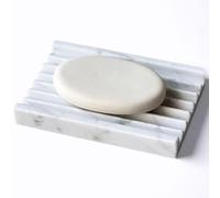 EXCHUES Marble Soap Dish and Tray, Soap Bar Holder for Shower Rectangular | Calacatta White natural stone tray and bar soap holder for kitchen sink, vanity, and shower. Bathroom decor accessories.