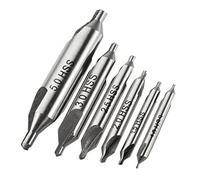 ExcInter 6Pcs HSS Center Drill Bits Set 1mm/1.5mm/2mm/2.5mm/3mm/5mm Countersink Kit Metal Lathe Working Tools 60 Degree for Positioning and Chamfering Processing
