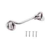 ExcInter Door Hold Open Sliver 3 inch Stainless Steel Cabin Hook Heavy Duty and Eye Latch Lock Shed Gate Door Chrome Cabin Hook