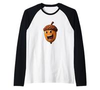 Excited Acorn Costume for Chestnut and Autumn Lovers Raglan Baseball Tee