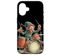 Excited Christmas Elf with Rock'n Roll Drums Costume Case for iPhone 16
