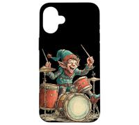 Excited Christmas Elf with Rock'n Roll Drums Costume Case for iPhone 16 Plus