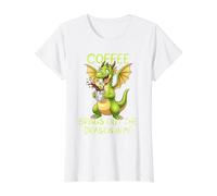Excited Dragon Coffee Lover Funny Morning Energy Fire Chaos Value Graphic T-Shirt