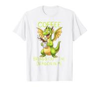 Excited Dragon Coffee Lover Funny Morning Energy Fire Chaos Value Graphic T-Shirt