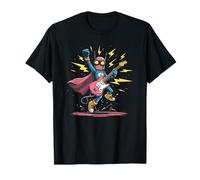 Excited Hero with Rock Guitar for Boys and Girls T-Shirt
