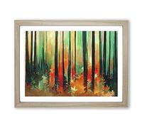 Exciting Abstract Forest Framed Wall Art Print A2 Oak