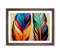 Exciting Bird Feathers Framed Print | A4 Walnut Framed Wall Art | Ready to Hang | Modern Nature Picture | Living Room Bedroom Lounge Office