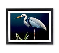 Exciting Heron Bird H1022 Framed Print for Living Room Bedroom Home Office Décor, Wall Art Picture Ready to Hang, Black A3 Frame (46 x 34 cm)