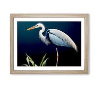 Exciting Heron Bird H1022 Framed Print for Living Room Bedroom Home Office Décor, Wall Art Picture Ready to Hang, Oak A3 Frame (46 x 34 cm)