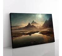 Exciting Mountain Landscape Canvas Wall Art Print Ready to Hang, Framed Picture for Living Room Bedroom Home Office Décor, 76x50 cm (30x20 Inch)