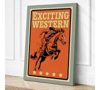 Exciting Western Retro Canvas Wall Art Print 18x12 Inch (46 x 30 cm)