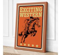 Exciting Western Retro Canvas Wall Art Print 18x12 Inch (46 x 30 cm)
