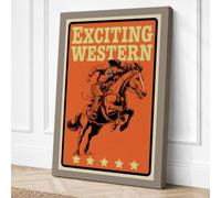 Exciting Western Retro Canvas Wall Art Print 24x16 Inch (61 x 41 cm)