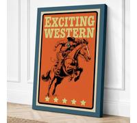 Exciting Western Retro Canvas Wall Art Print 24x16 Inch (61 x 41 cm)