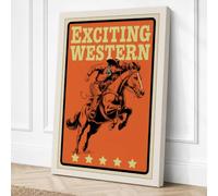 Exciting Western Retro Canvas Wall Art Print 24x16 Inch (61 x 41 cm)