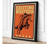 Exciting Western Retro Canvas Wall Art Print 24x16 Inch (61 x 41 cm)