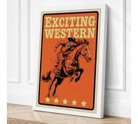 Exciting Western Retro Canvas Wall Art Print 30x20 Inch (76 x 51 cm)