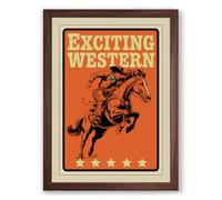 Exciting Western Retro Framed Wall Art Print A1 (84.1×59.4cm) Walnut, Wall Decor for Living Room, Bedroom, Office & Home, Ready to Hang, Art Gift
