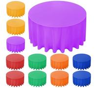 Exclaith 12 Pcs Assorted Color Round Plastic Tablecloths Disposable 84 Inch Neon Party Table Covers Colorful Round Table Covers for Birthday, Weddings, Fiesta Party, Event, Picnic