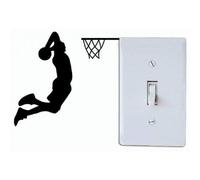 ExcLent Basketball Player Dunk Silhouette Light Switch Sticker Cartoon Sport Vinyl Wall Decor - BLACK 11 X 12 CM