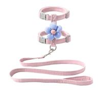 ExcLent Pet Traction Leash Adjustable Cat Harness Leash Collar Set with Flower Decor for Small Medium Pets Double for Outdoor for Walks